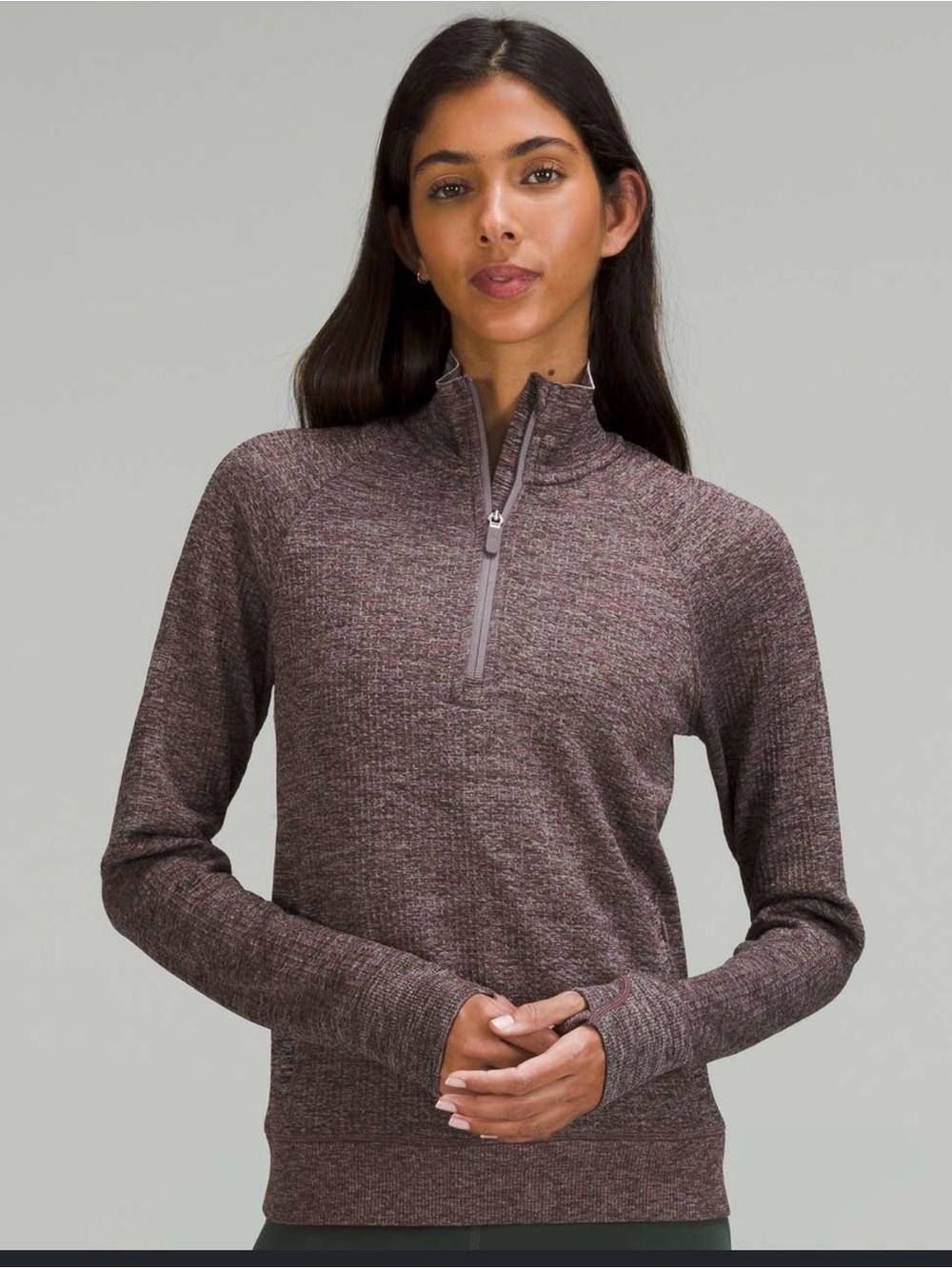 Lululemon engineered warmth Women’s Quarter-Zip Sweater - Heather Purple Gray